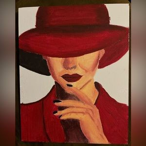 Lady in Red handmade acrylic painting